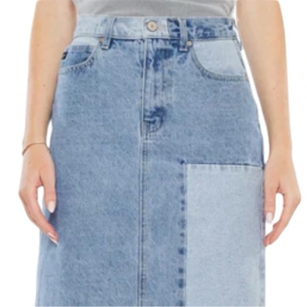 KanCan Color Block Denim MIDI Skirt Sz M - Picture 5 of 10